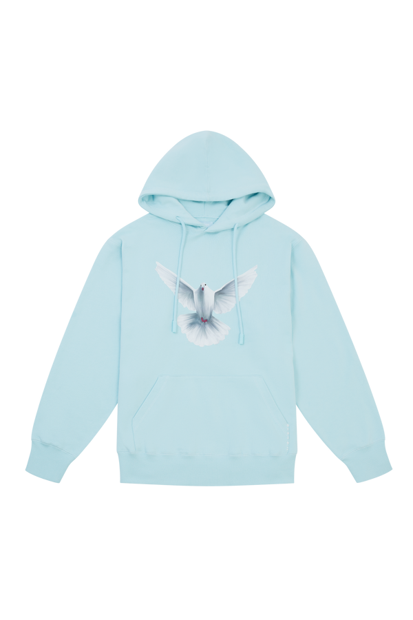 FLYING DOVES SKY BLUE HOODED SWEATER