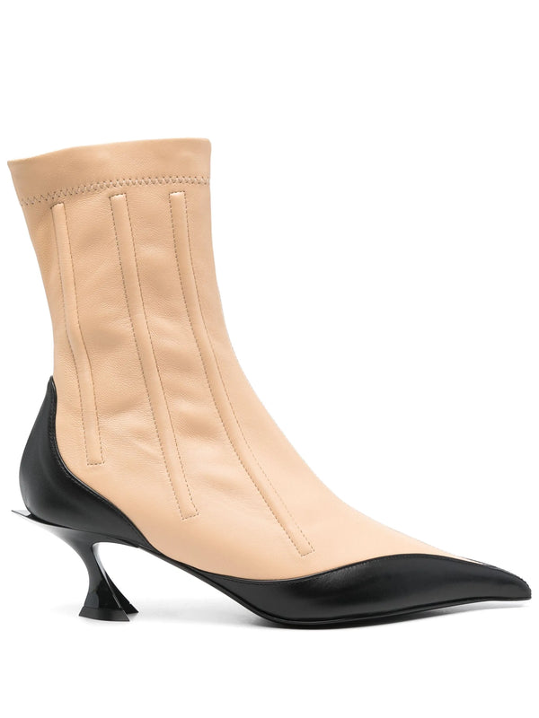 bi-color boned leather fang 55 ankle boots