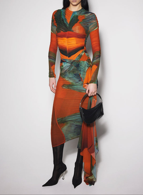 Archive print mesh bodysuit