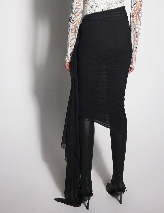 black ruched skirt
