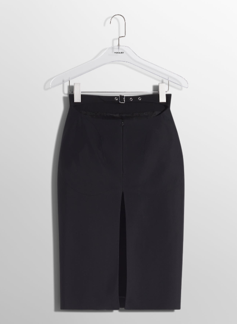 black buckled tailored skirt