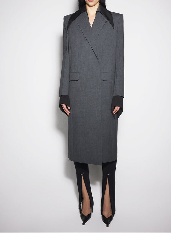grey single-breasted wool coat