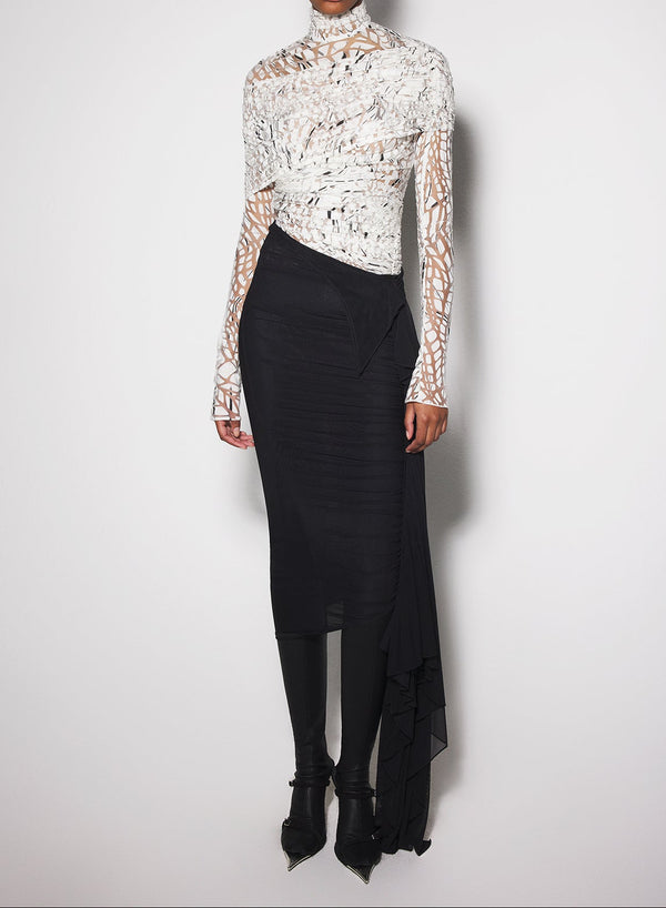 off-white dévoré velvet ruched top