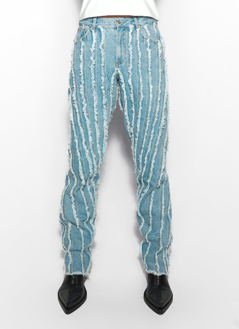 blue spiral baggy jeans