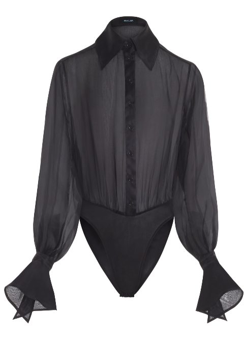 black organza shirt bodysuit