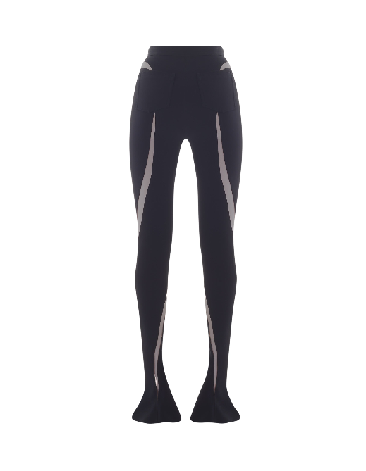 black nude spiral illusion trousers