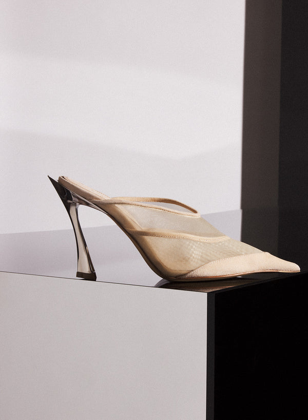 nude mesh Fang 95 mules