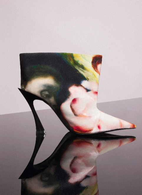 Mugler x Ambera Wellmann printed velvet fang 95 ankle boots