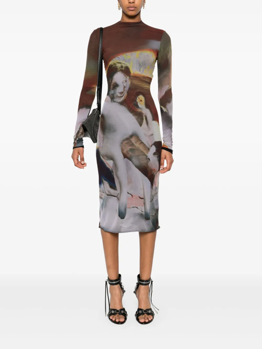 Mugler x Ambera Wellmann sunset sees succubus printed dress