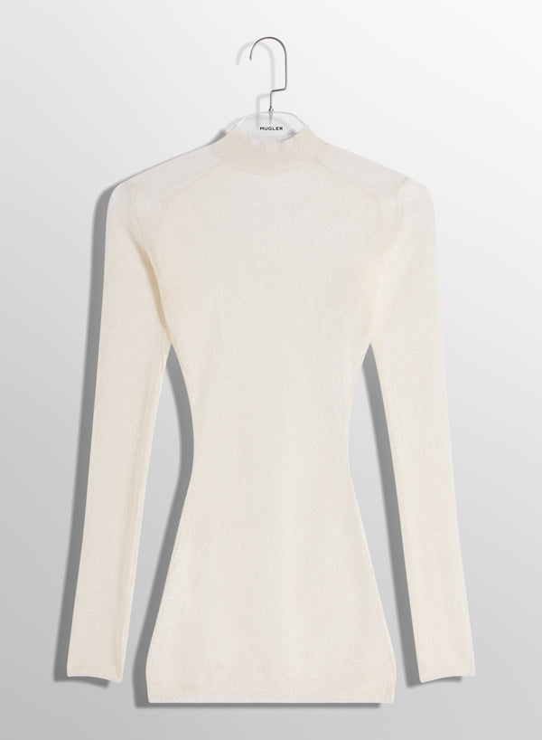 white sculpting sheer knit top