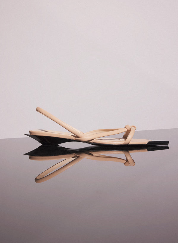 nude leather knotted flat sandals