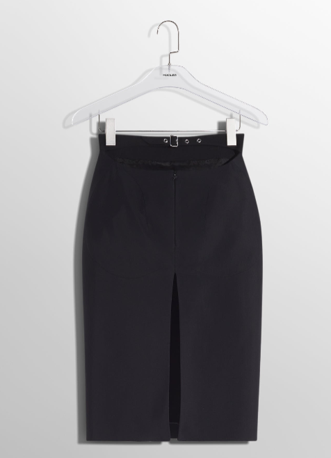 black buckled tailored skirt