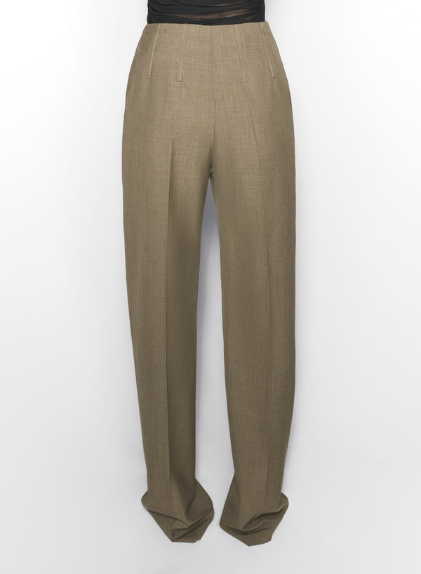 khaki corset tailored trousers