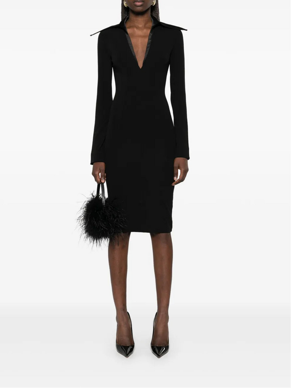 spiky-collar midi dress