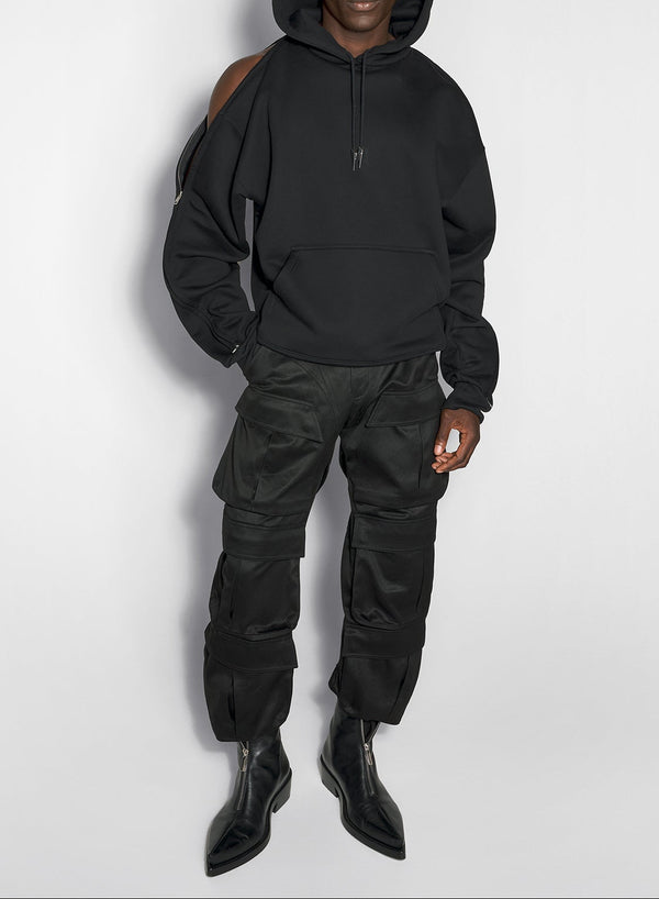 black zipped sleeves hoodie