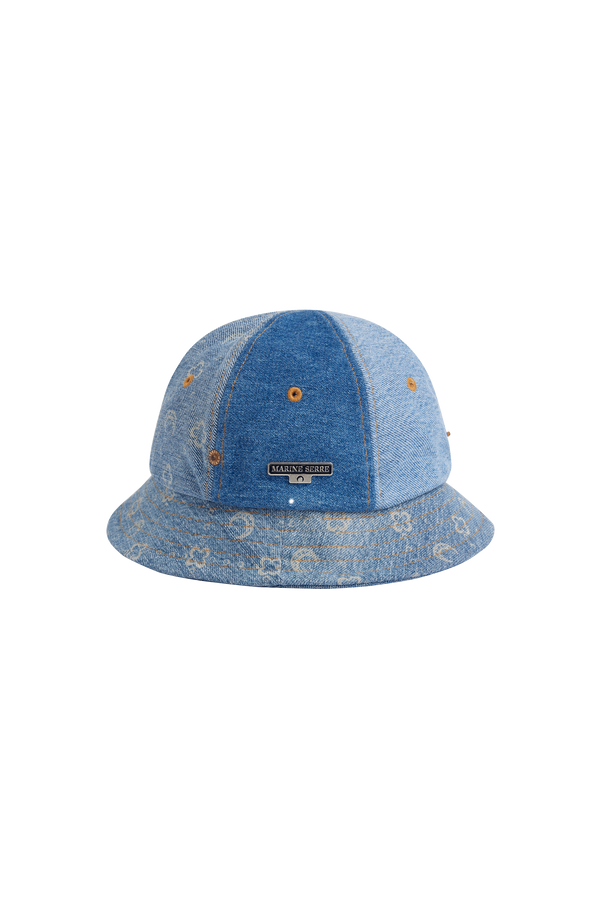 Regenerated Denim Moonogram Bell Hat
