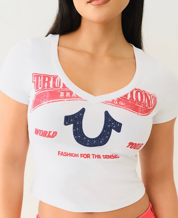 CRYL HS V NECK BBY TEE