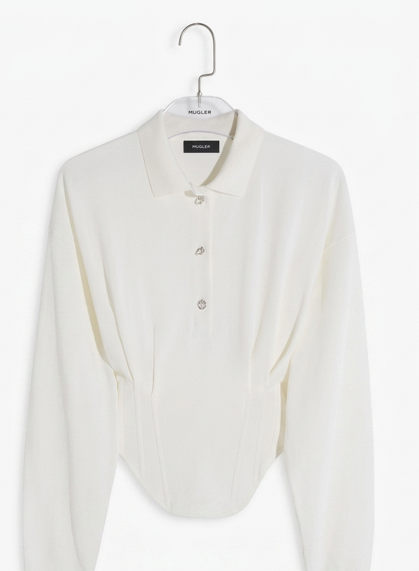 white corseted polo