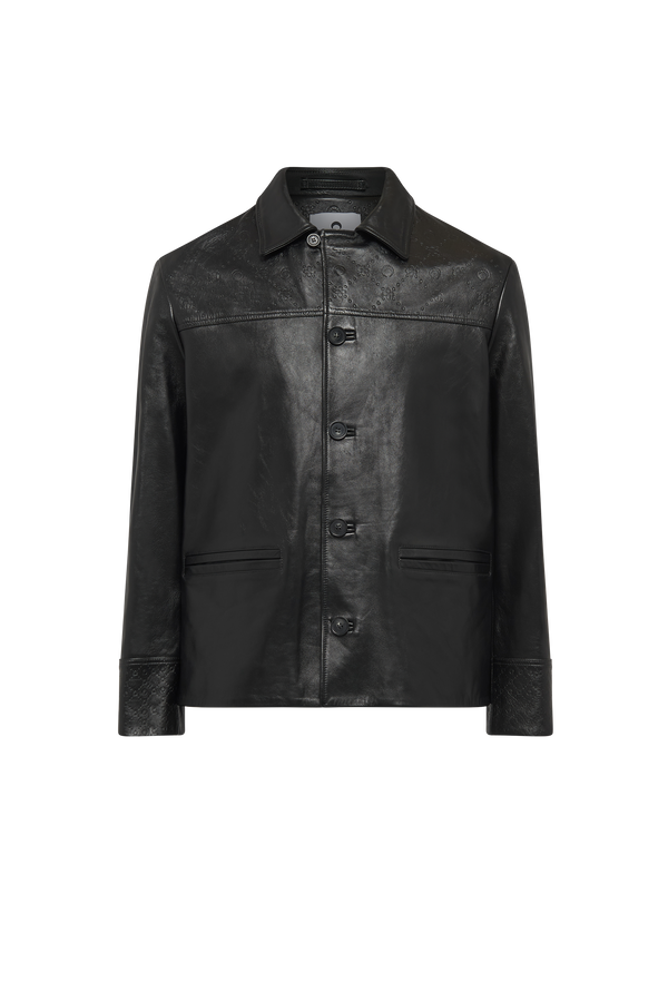 Moonogram Embossed Leather Boxy Jacket