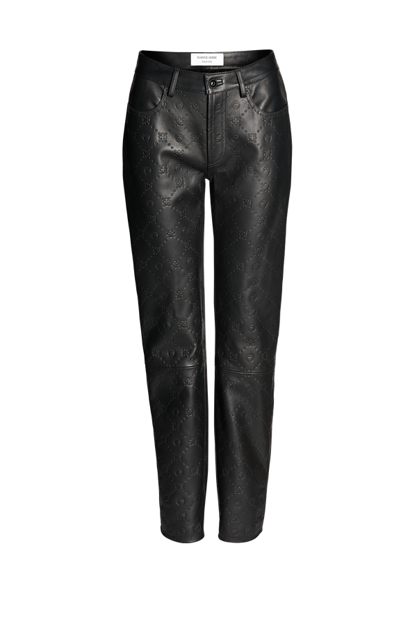 Regenerated Moonogram Sraight Leather Trousers
