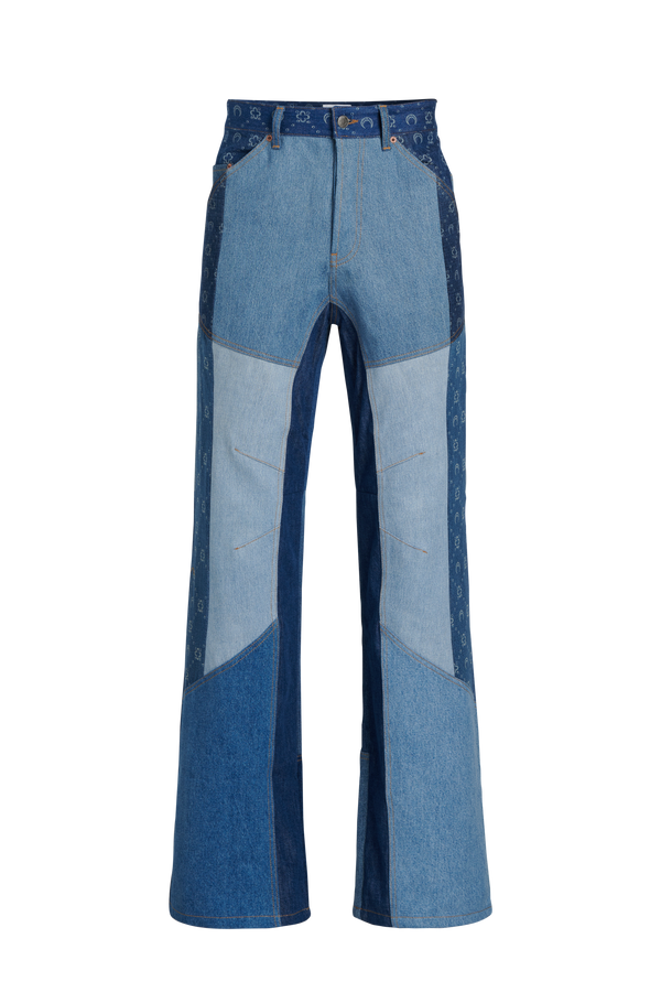 Regenerated Denim Moonogram Straight Leg Trousers