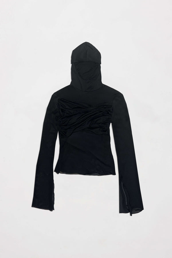 Hooded wrapped top