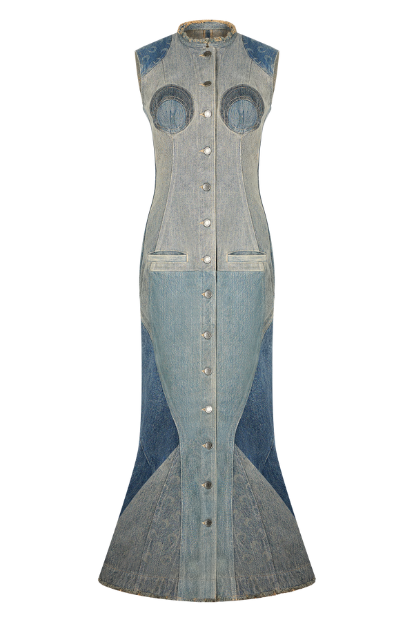 Regenerated Denim Evening Dress