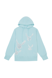 SINGING DOVES SKY BLUE HOODED SWEATER