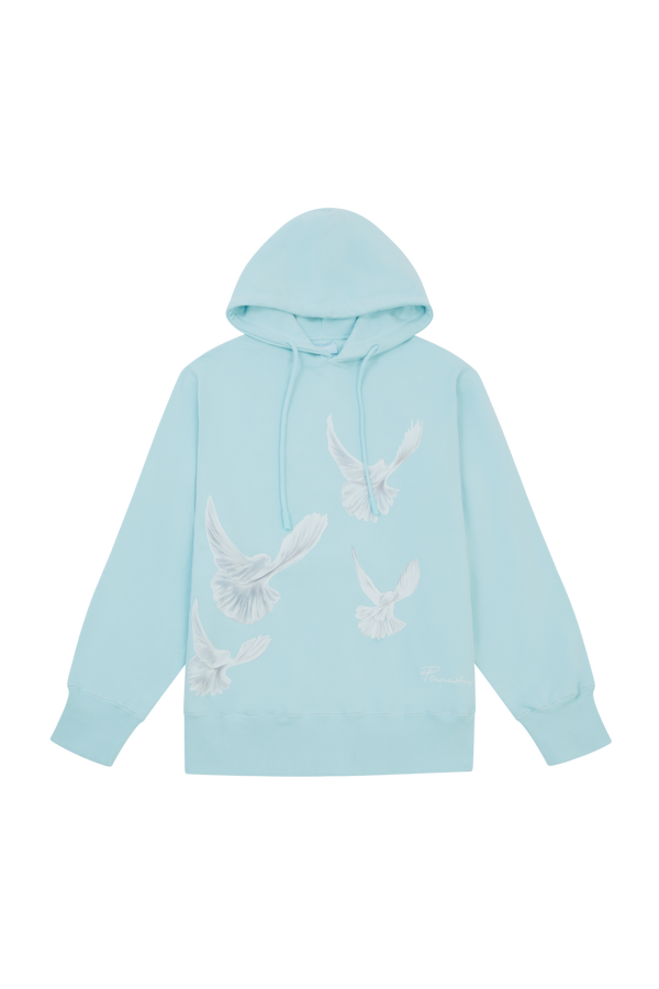 SINGING DOVES SKY BLUE HOODED SWEATER
