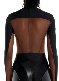 illusion crystallized sheer bodysuit