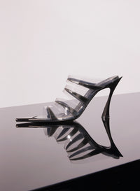 Silver leather fang 95 spike sandals