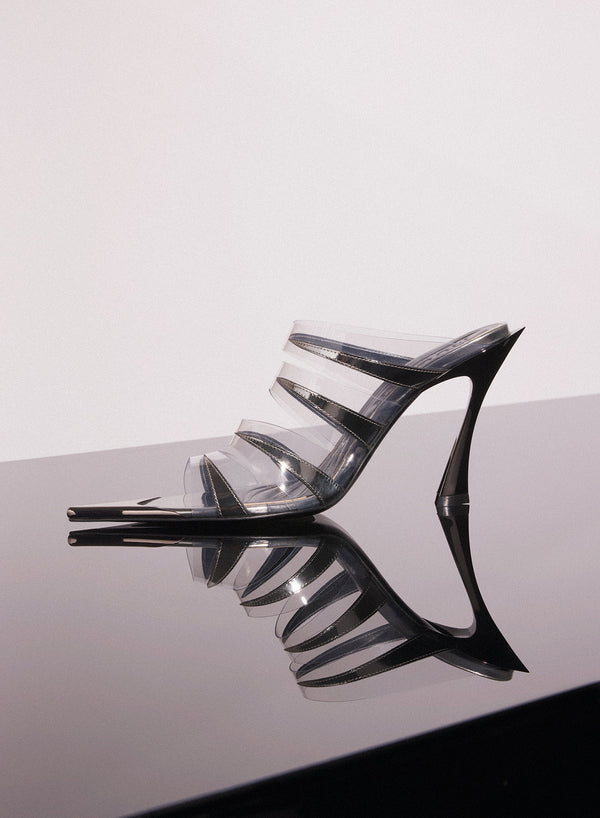 Silver leather fang 95 spike sandals