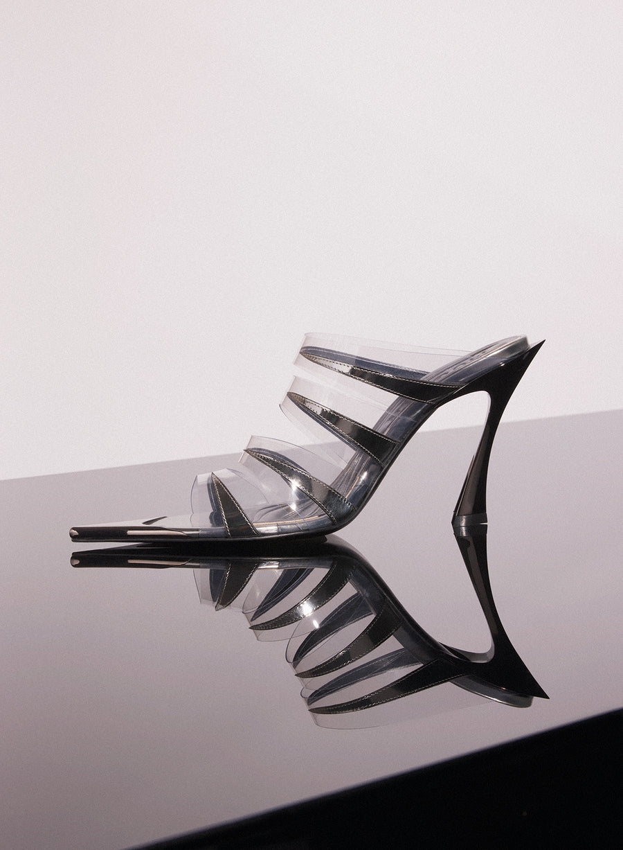 Silver leather fang 95 spike sandals
