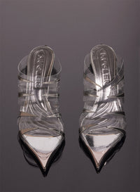Silver leather fang 95 spike sandals