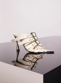 white leather buckled fang 95 sandals