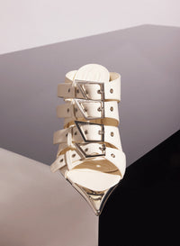 white leather buckled fang 95 sandals