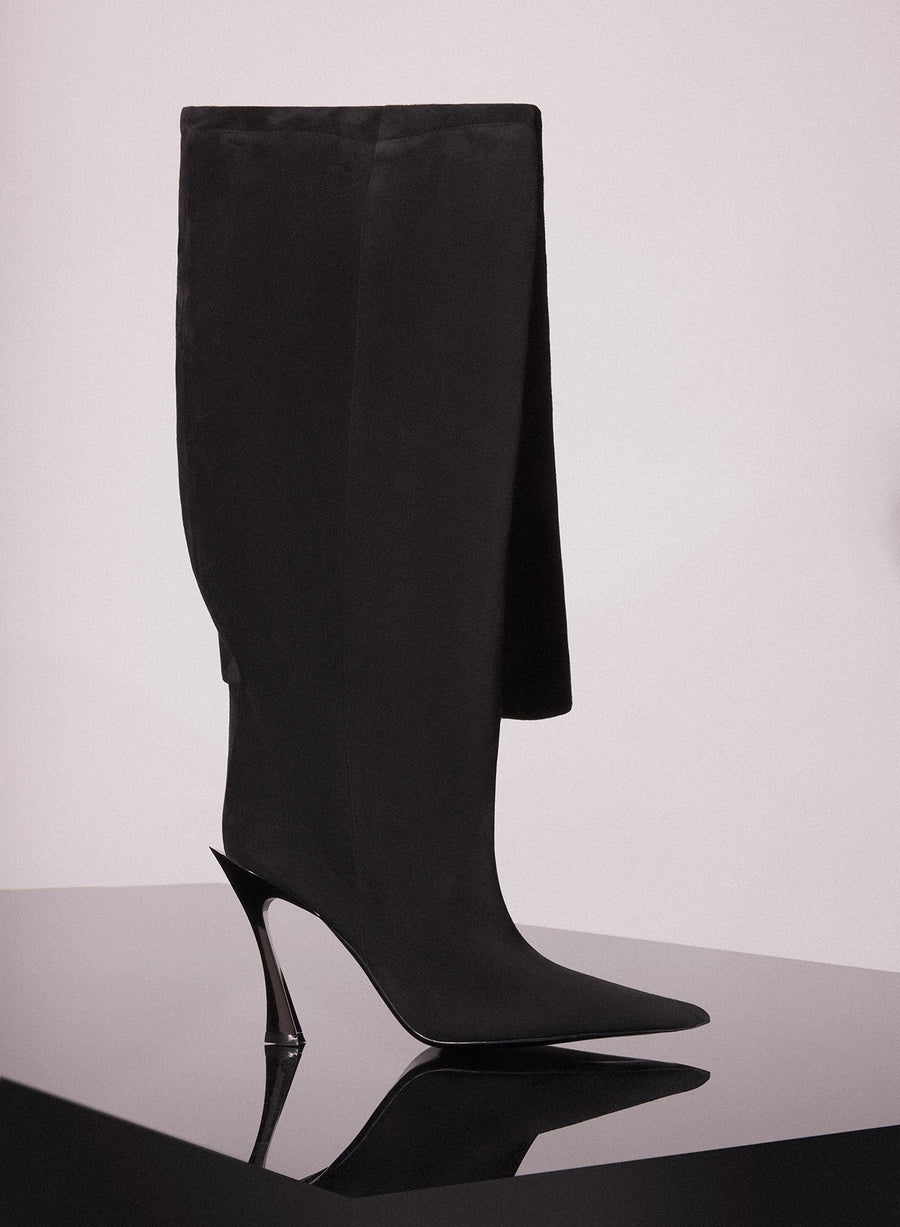 black suede piercing fang 95 garter boots