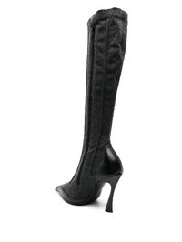 washed black denim fang 95 boots