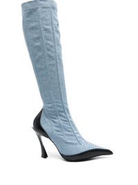 washed blue denim fang 95 boots
