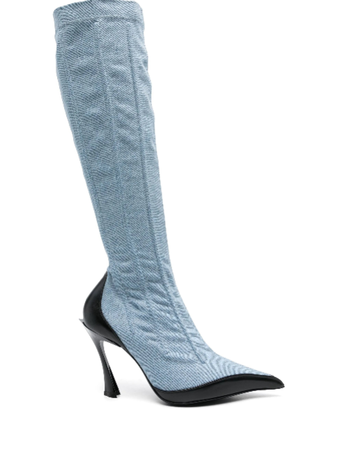 washed blue denim fang 95 boots