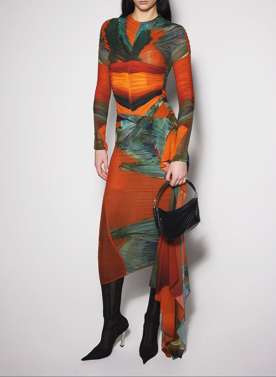 Archive print mesh bodysuit