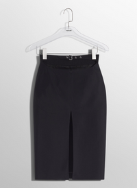 black buckled tailored skirt