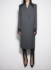grey single-breasted wool coat