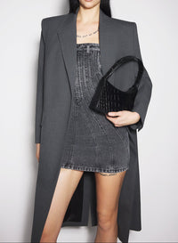 grey single-breasted wool coat