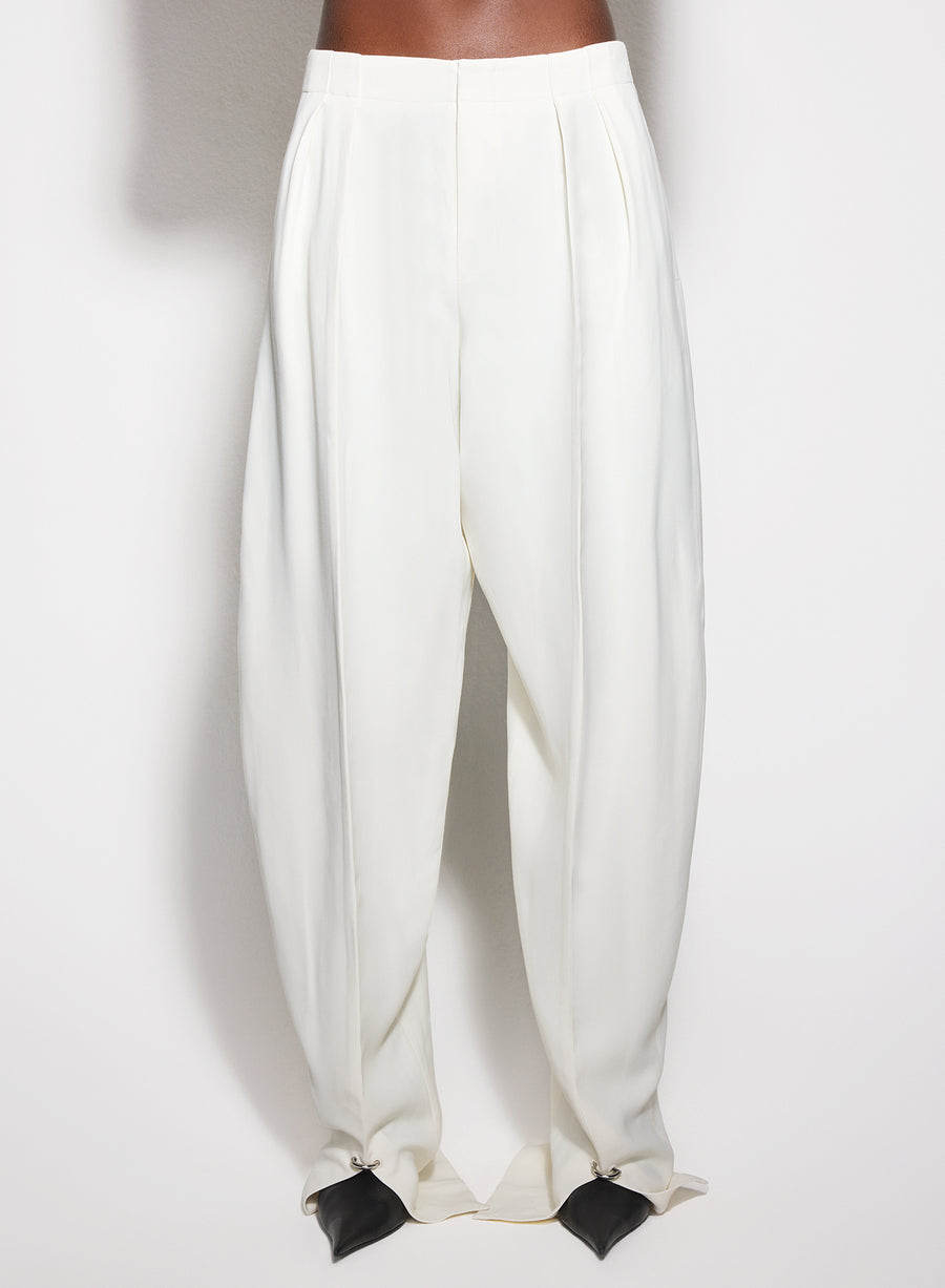 white pierced loose tailored trousers