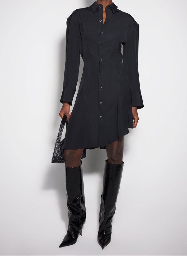 black backless shirt dress