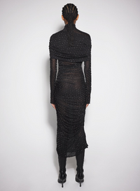 black embellished ruched dress