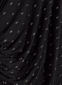 black embellished ruched dress