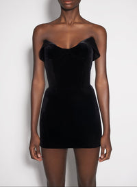 black velvet and satin mini dress