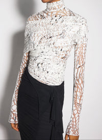 off-white dévoré velvet ruched top